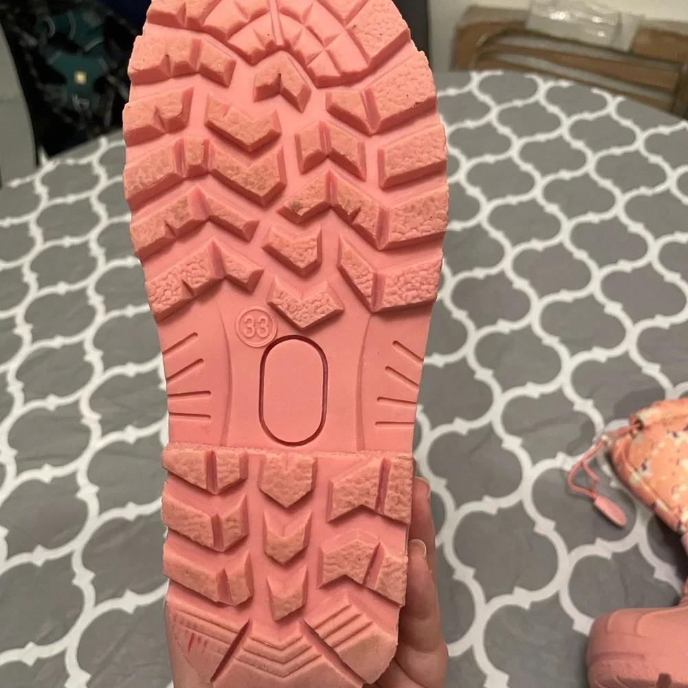 Merence Girls Waterproof Snow Boots - Pink Unicorn Print Sz 33 Big Girls 1.5